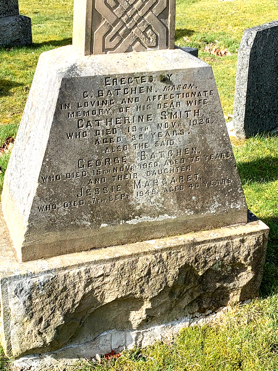 Photo of headstones/George Batchen d1950 hdstn Tomnahurich cem Inv